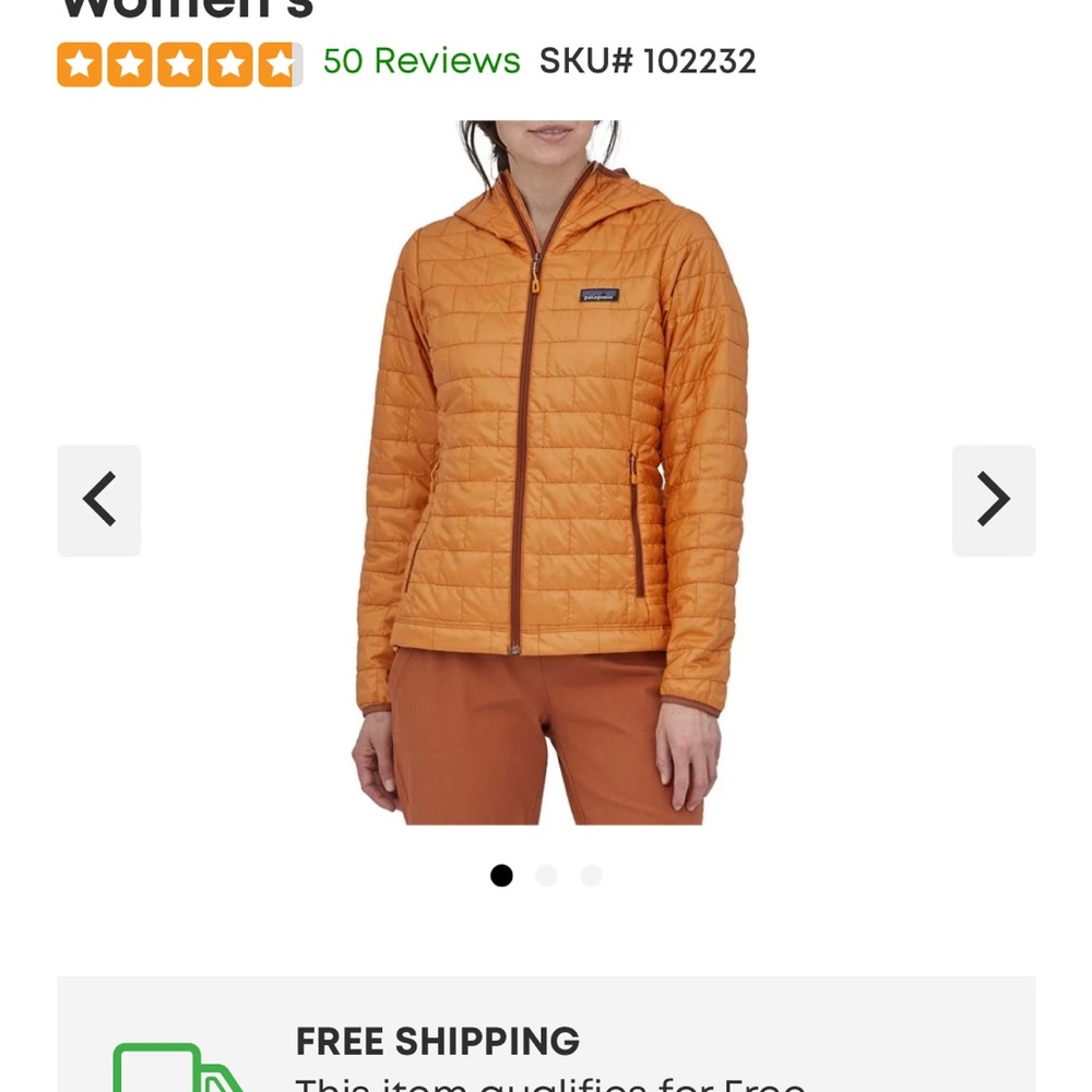 PATAGONIA Women’s Nano Puff Hoody in Cloudberry Orange - size L
